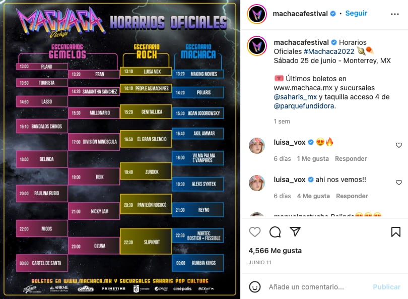Macha fest Horarios Oficiales