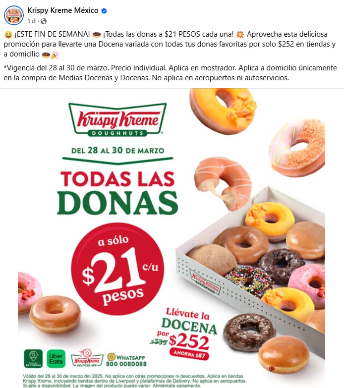 Krispy Kreme lanza increíble promoción hasta el 30 de marzo