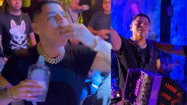 Eduin Caz se da sus propios shots en la boda de Beto Sierra.