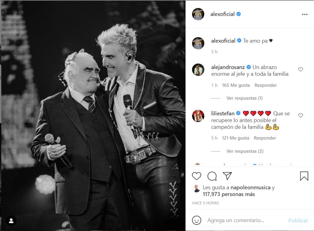 Publicación de Alejandro Fernández en Instagram