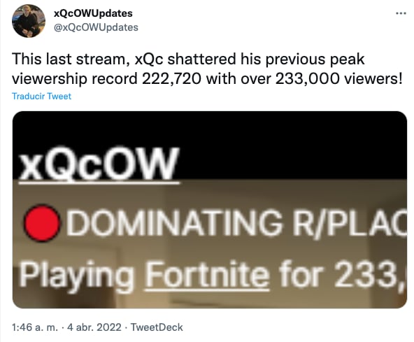 xQc rompe récord en Twitch