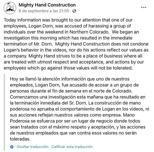 Comunicado Mighty Hand Construction