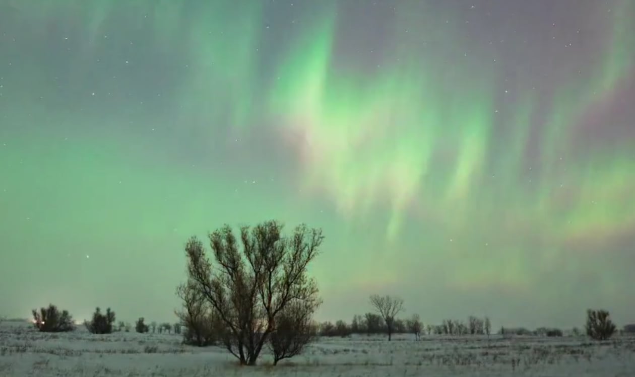 Aurora boreal que dejo la tormenta geomagnética