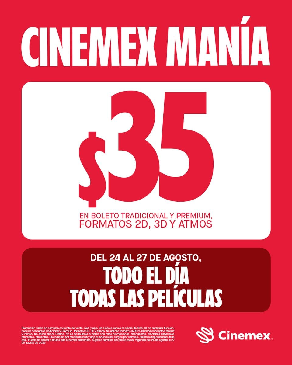Cinemex baja sus boletos a 35 pesos: estas son las fechas