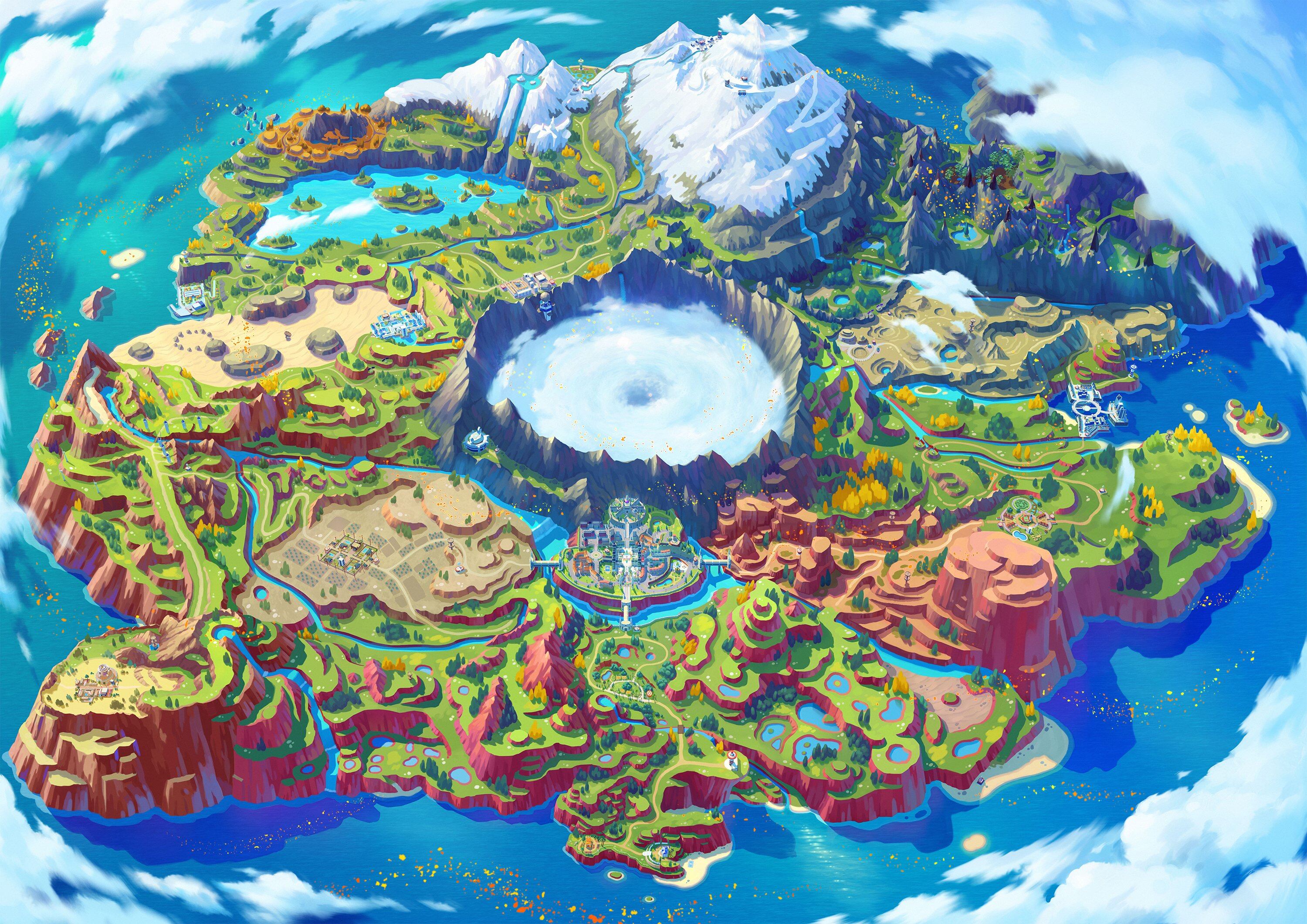 Mapa del Disco Índigo del DLC de Pokemón Púrpura y Escarlata.
