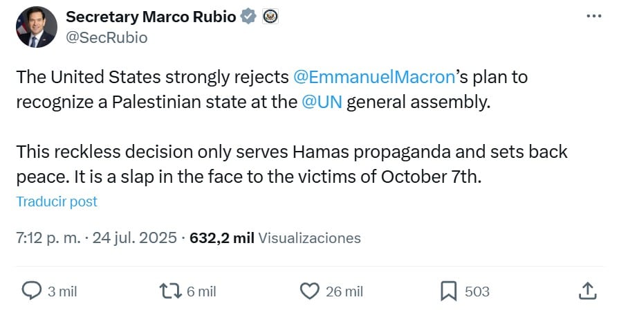 Estados Unidos rechaza decisión de Francia