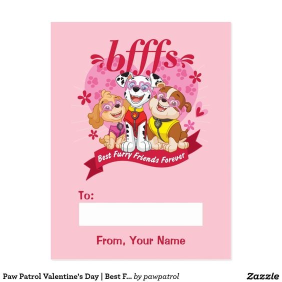 Carta Paw Patrol para San Valentín