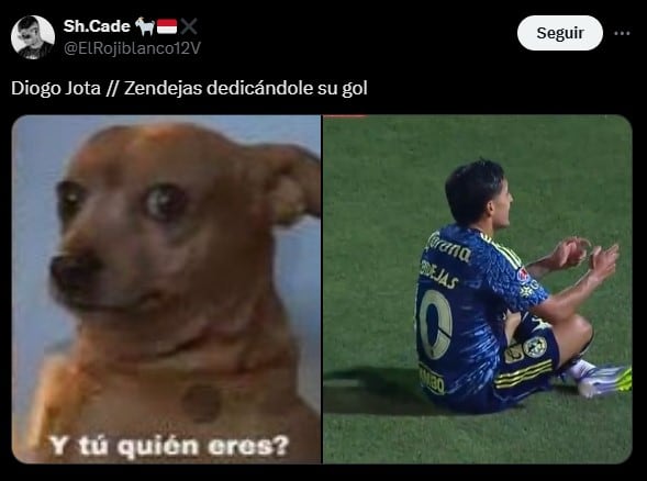 Zendejas hace festejo de Diogo Jota
