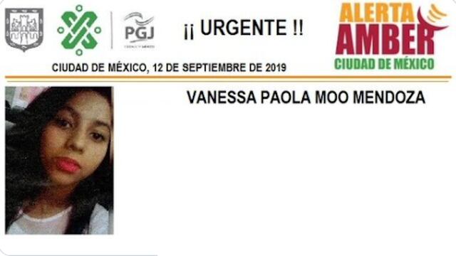 Vanessa Paola Moo Mendoza Alerta Amber