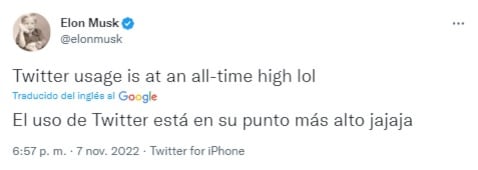 Elon Musk presume: Twitter está rompiendo récord de uso