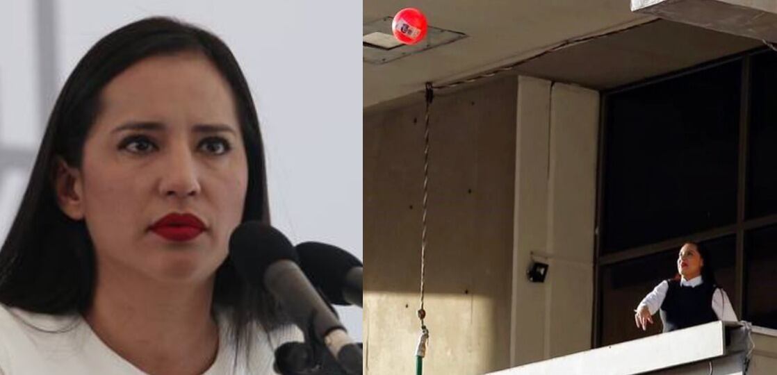 Sandra Cuevas lanza pelotas con billetes de 500 pesos