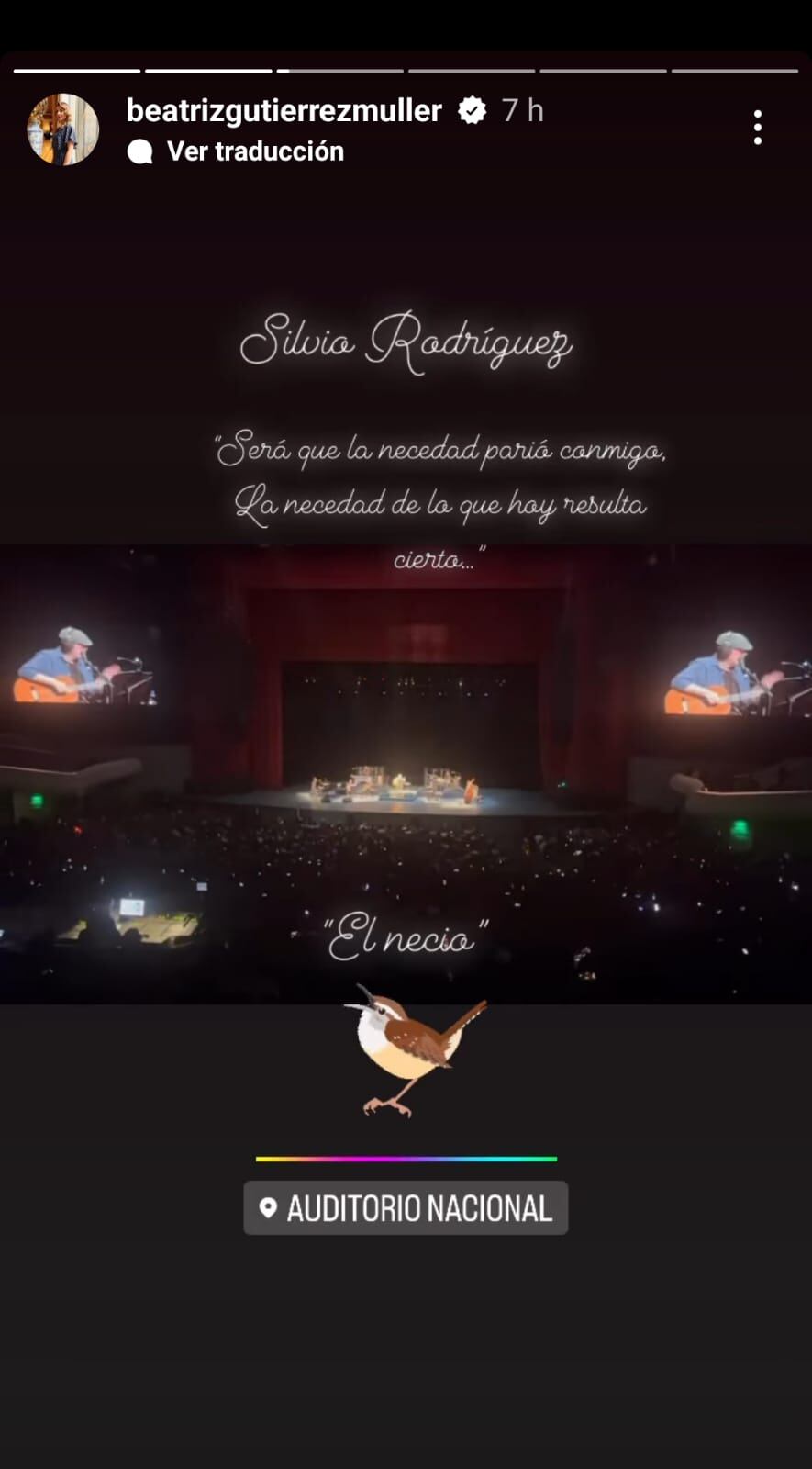 Beatriz Gutiérrez en concierto de Silvio Rodríguez
