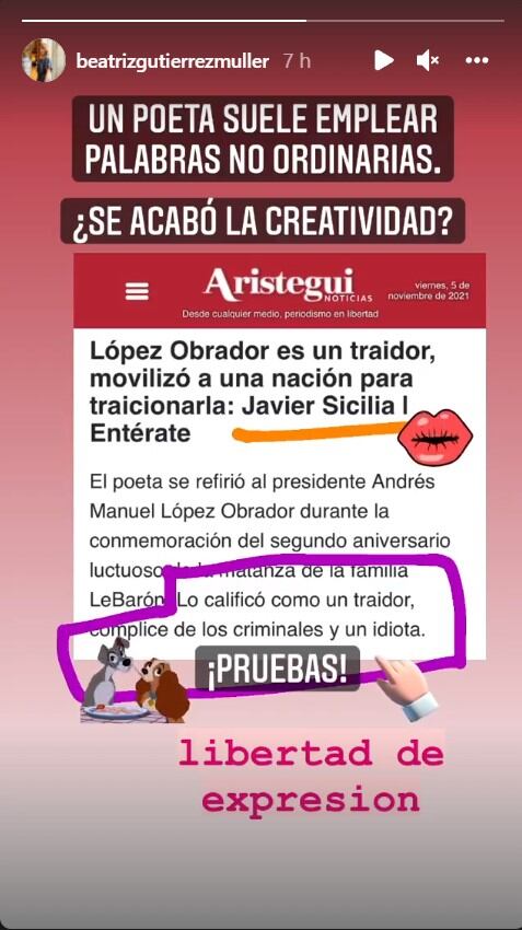 Storie de Beatriz Müller en Instagram