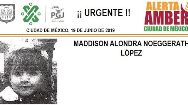 Maddison Alondra Noeggerath López tiene 5 años
