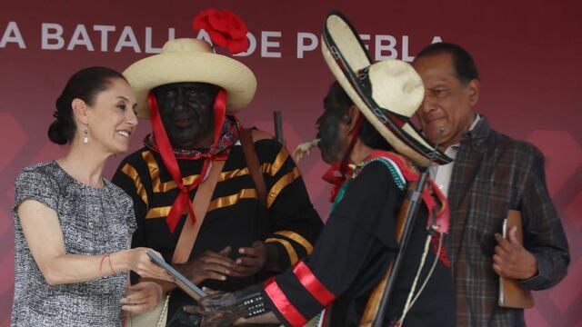 Claudia Sheinbaum en la representación de la batalla de Puebla del Peñón de los Baños