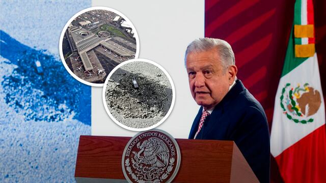 AMLO arremete contra la oposición por el bache que se formó en la pista 05R/23L del AICM llamándolo "cráter"