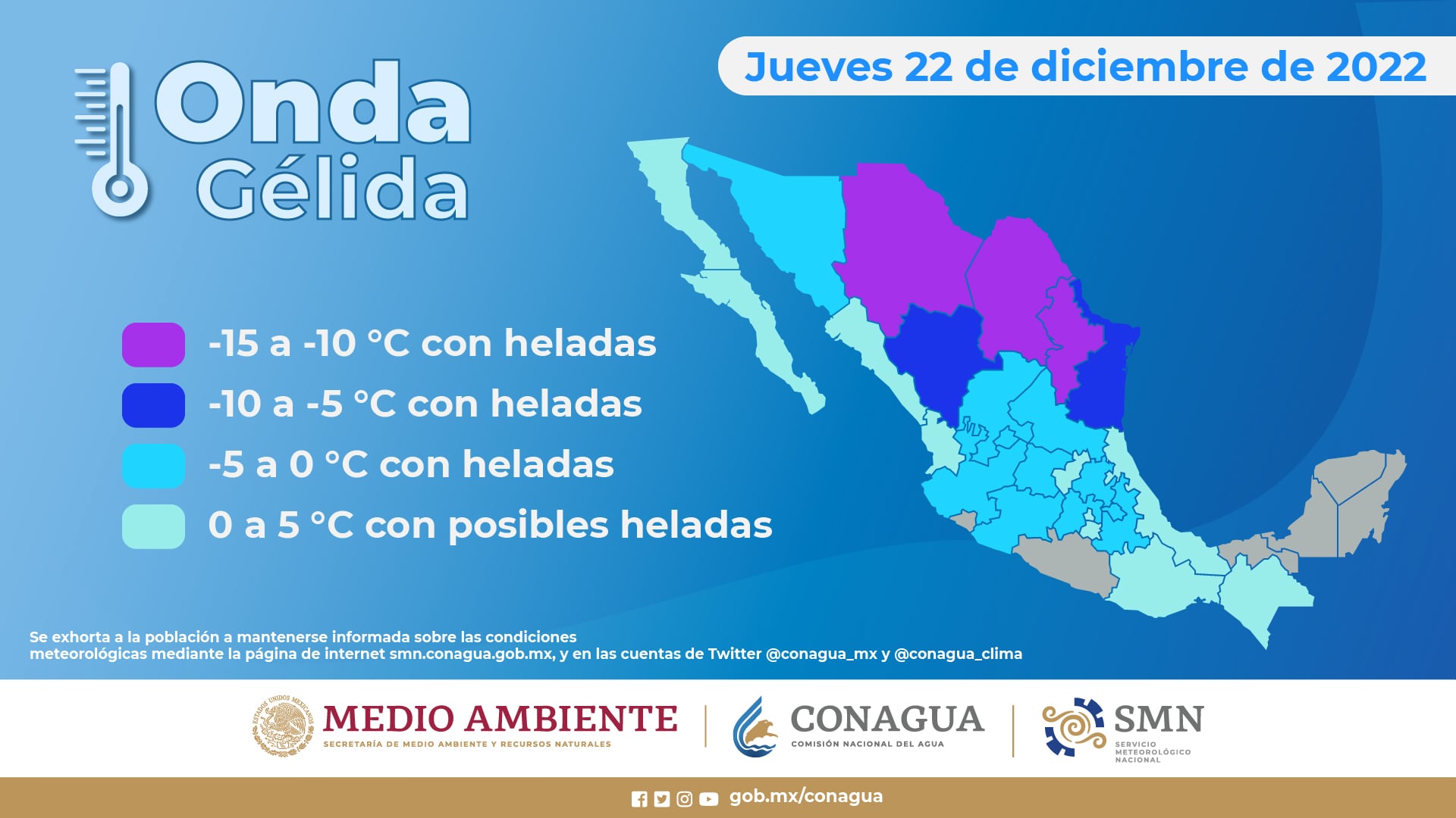 Estados que tendrán temperaturas de 0 grados o menos por Onda Gélida