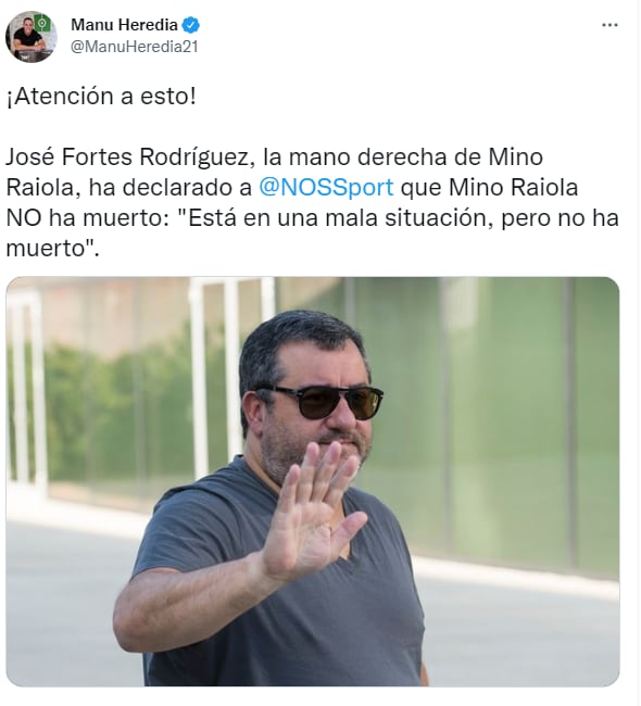 Desmienten muerte de Mino Raiola