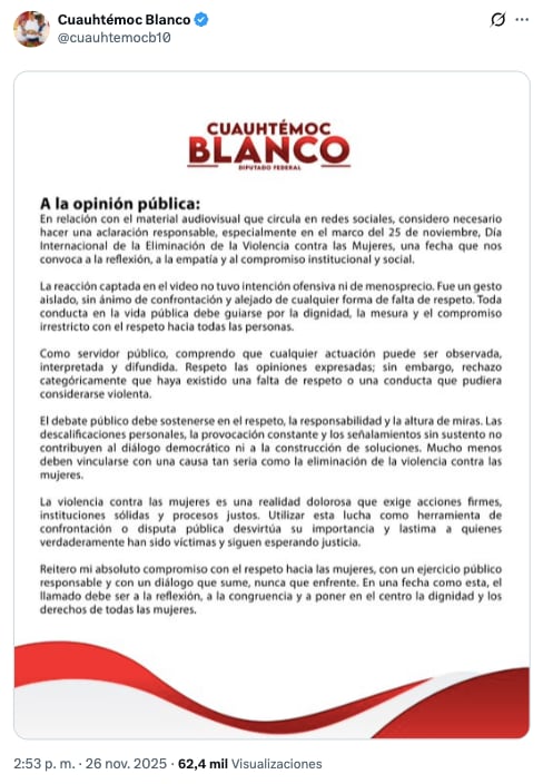 Cuauhtémoc Blanco niega agresión a Aracely Cruz