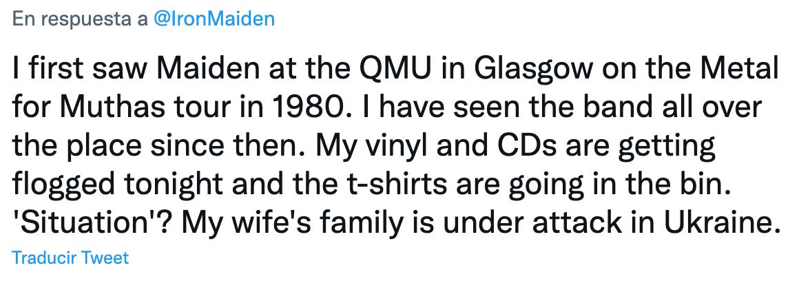 Respuesta al mensaje de Iron Maiden