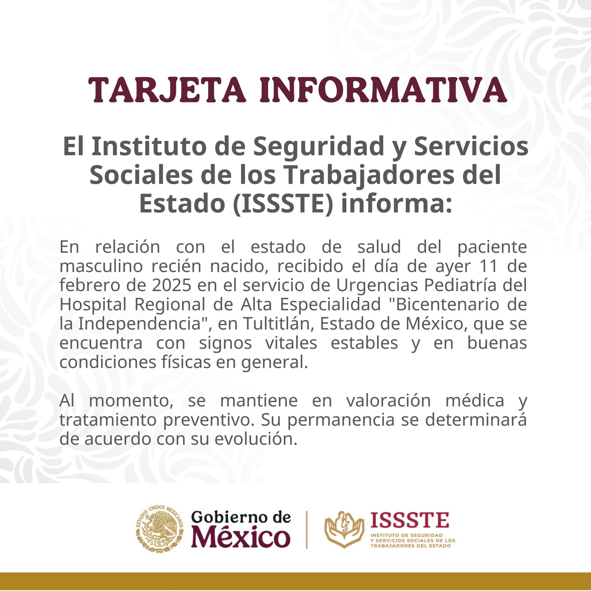 Bebé abandonado en Tultitlán, Estado de México