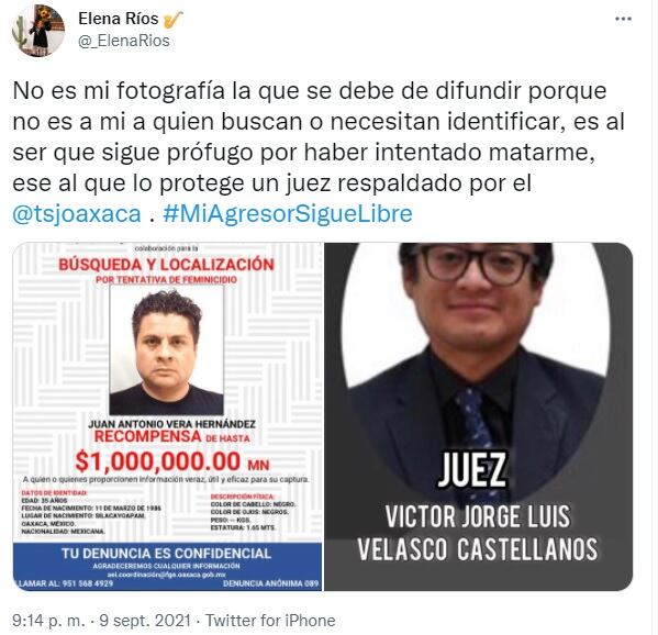 Autor intelectual de ataque a María Elena Ríos y juez que lo protege