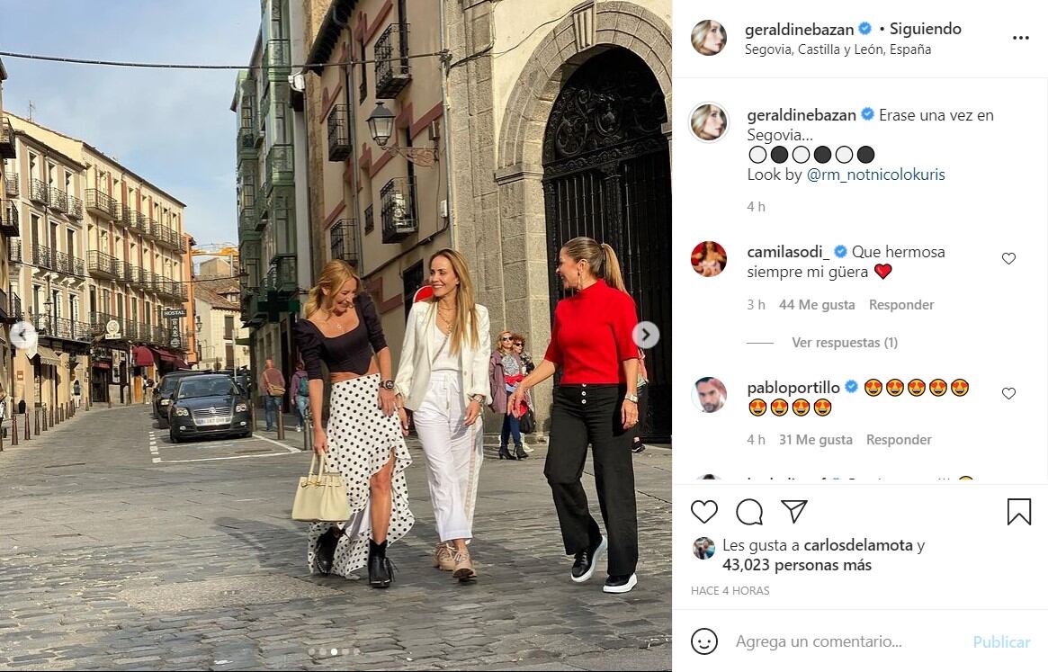 Publicación de Geraldine Bazán en Instagram