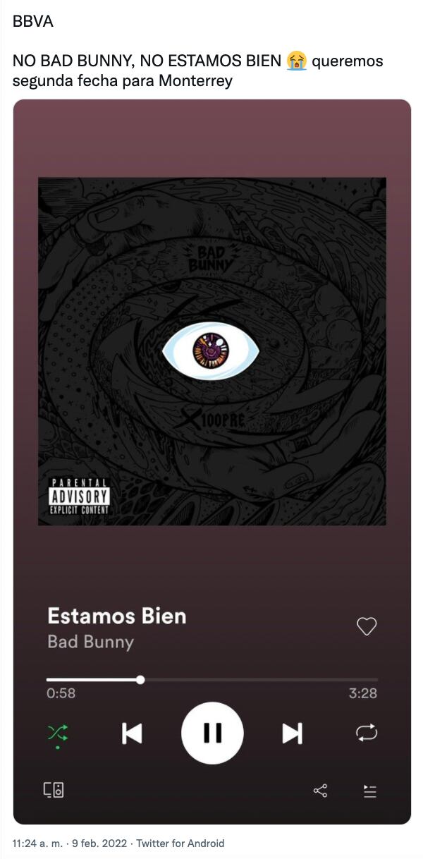 Tuit de fan de Bad Bunny