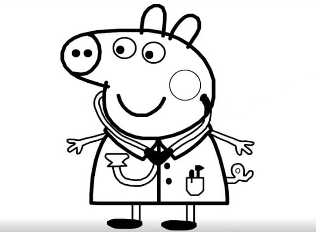 Dibujos de Peppa Pig doctora para colorear en el Día del Médico en México