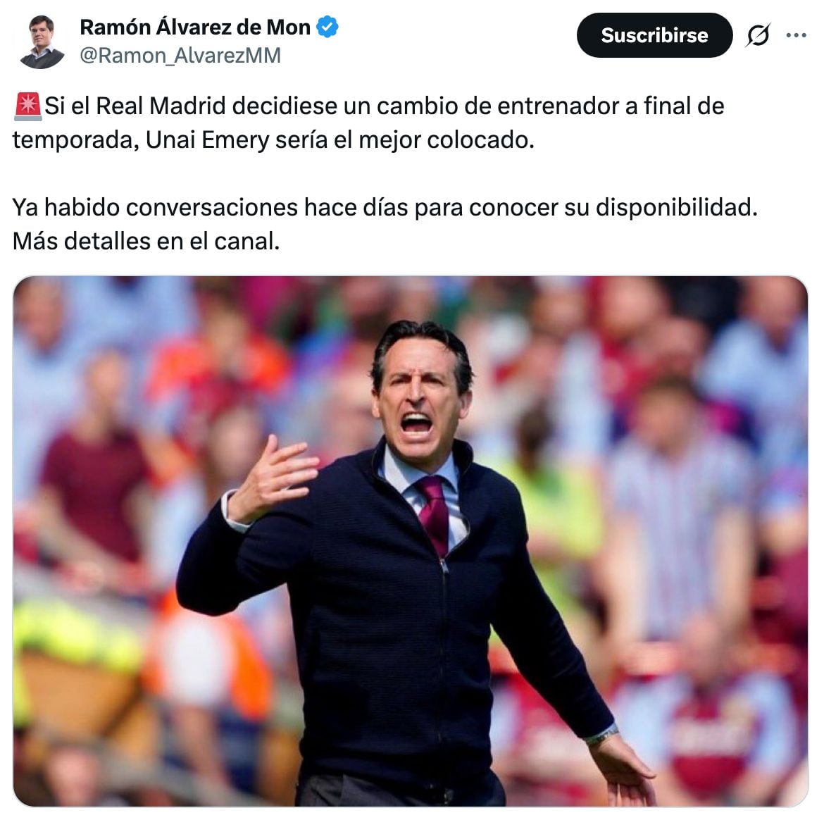 Unai Emery podría ser el próximo entrenador del Real Madrid.