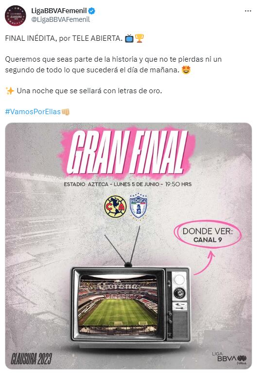 Final femenil por tv abierta