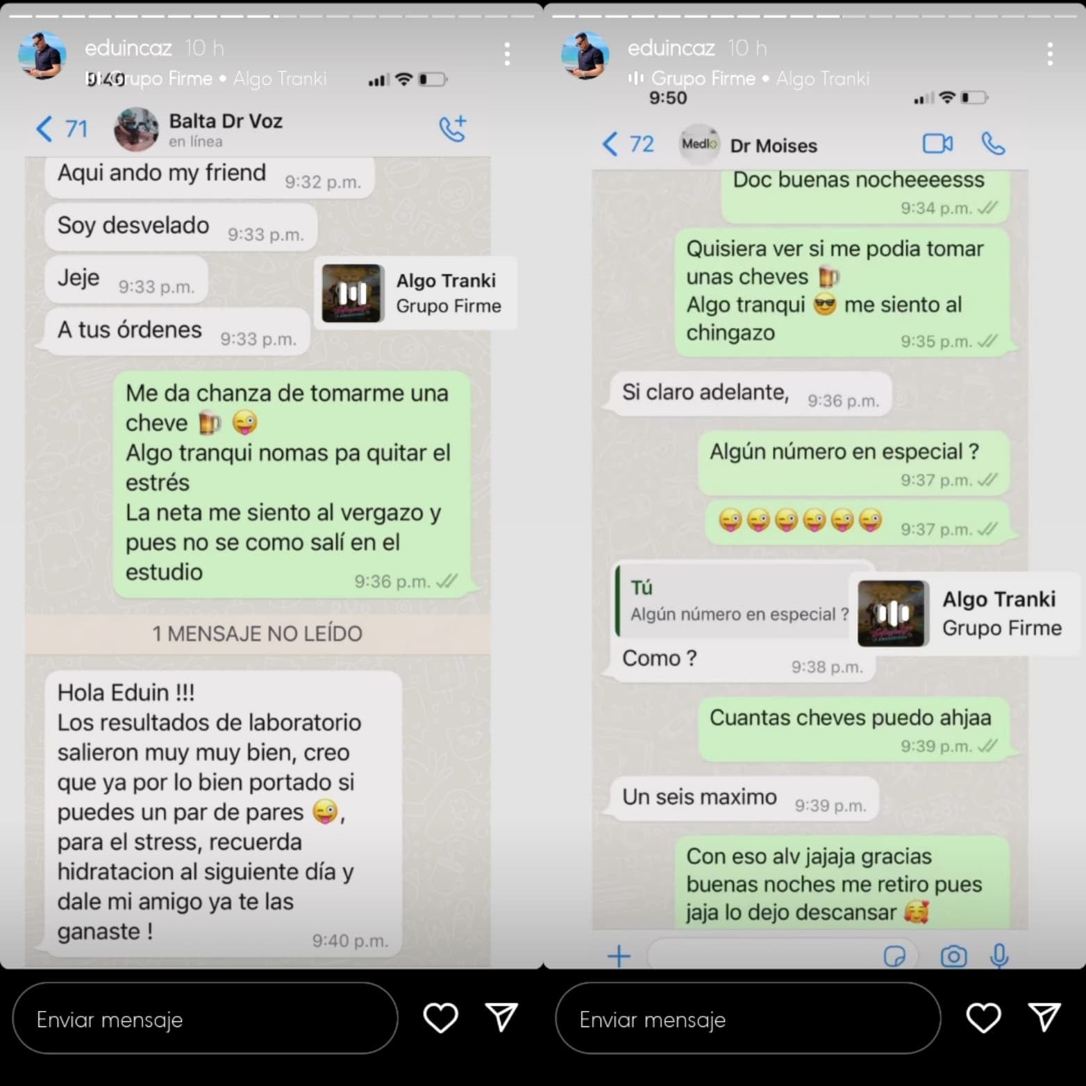Eduin Caz feliz porque puede beber otra vez.