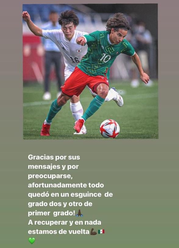 Diego Lainez informó el grado de su lesión