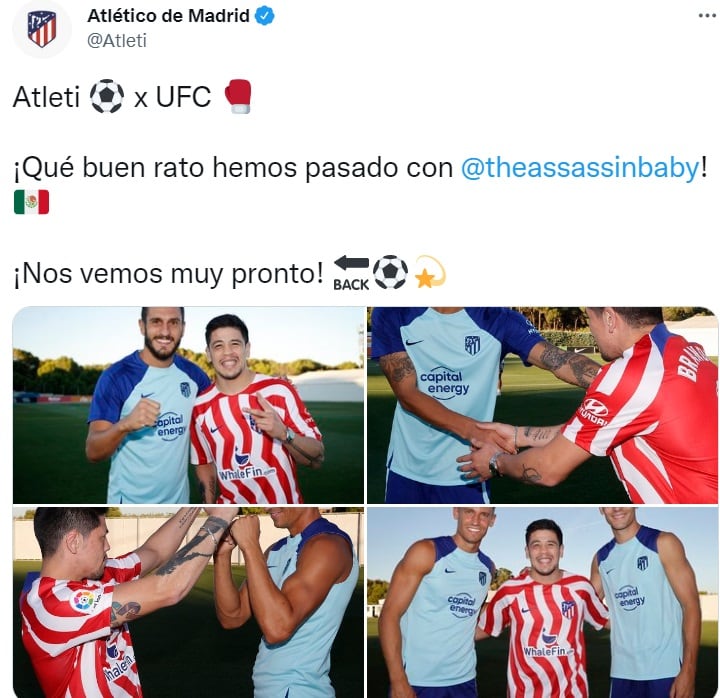 Brandon Moreno de visita con el Atlético de Madrid