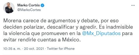 Marko Cortés sobre agresiones de Morena en la Cámara de Diputados