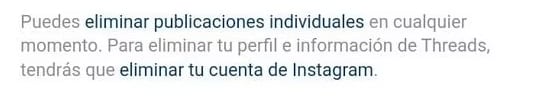 Eliminar mi cuenta de Threads