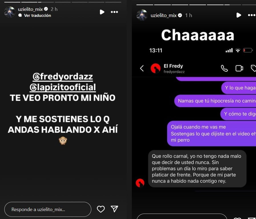 Uzielito Mix reta a Lapizito a que le diga 'en su cara' todos los insultos exhibidos en un video de su ex