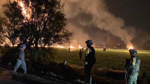 Explosión en Tlahuelilpan. Militares en la zona.