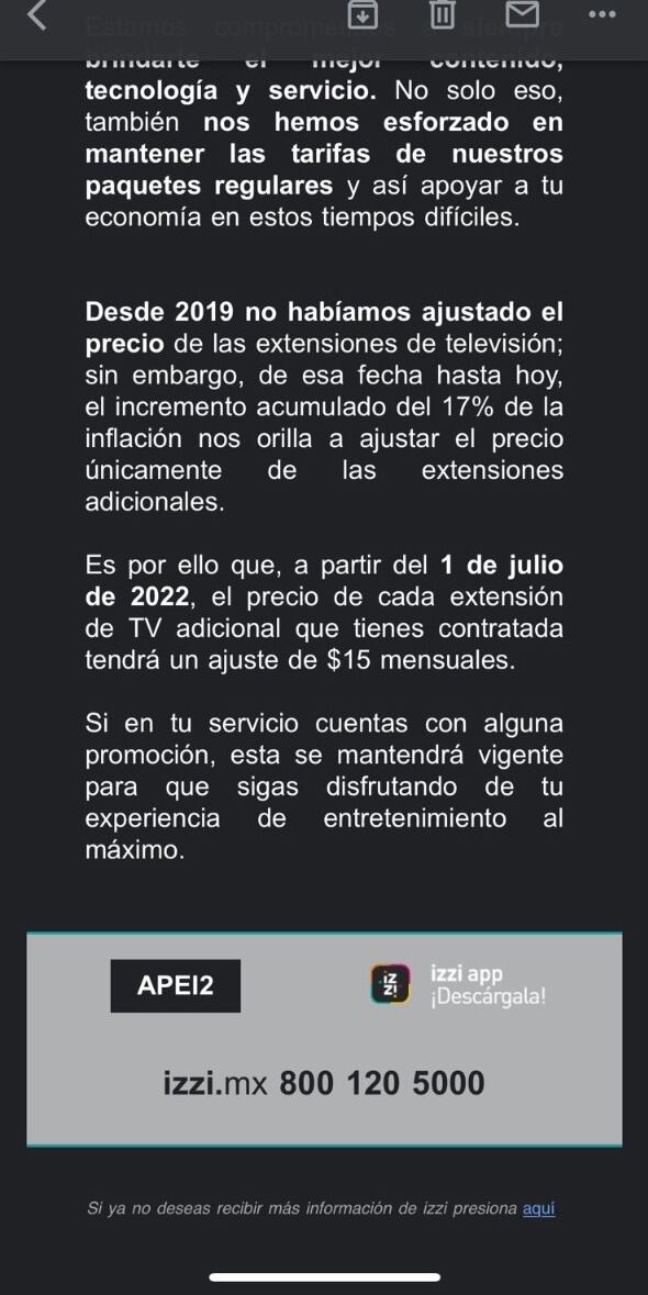 Izzi aumenta sus precios