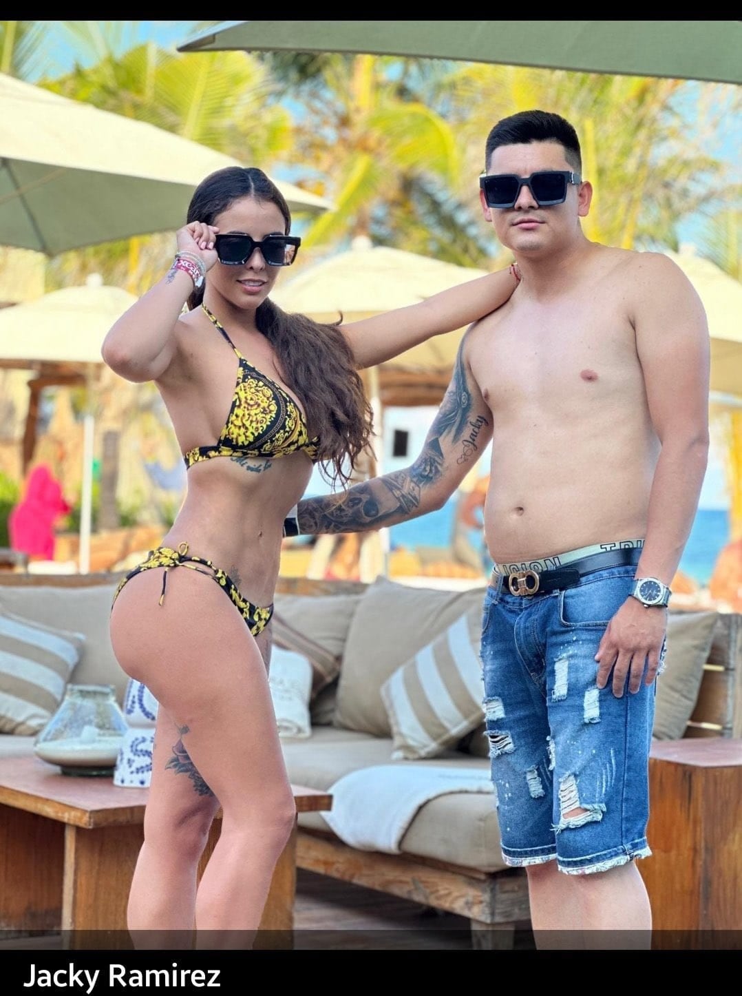 Jacky Ramírez con La Flaca, el miembro de CJNG asesinado.