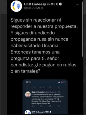 Embajada de Ucrania discrimina a periodista mexicano; Tamales o Rublos.