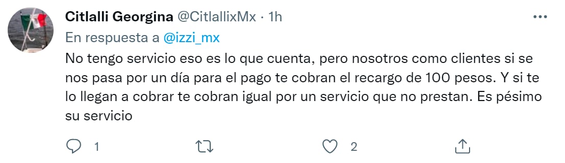 Comentarios de queja de la falta de servicio de Izzi