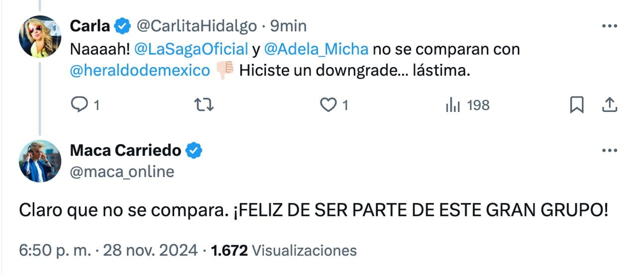 Adela Micha llama “ratita” a Maca Carriedo y se burla en su cara por presumir su nuevo trabajo
