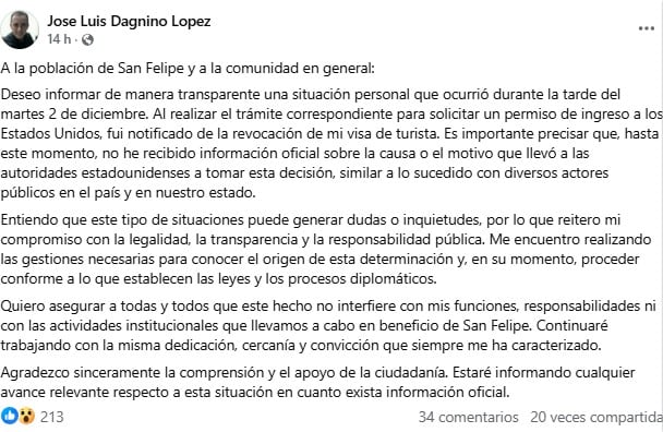 José Luis Dagnino López, alcalde de San Felipe, Baja California