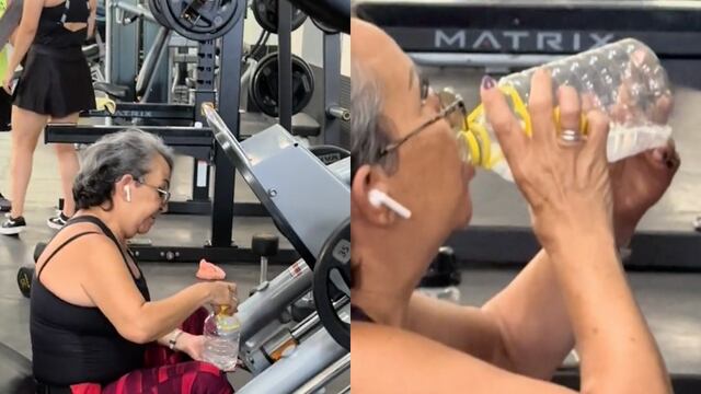 Mujer toma mezcal en el gimnasio