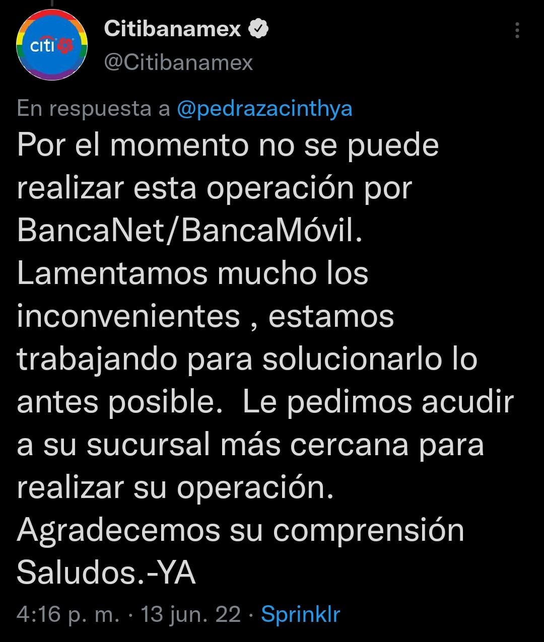 Falla app de Banamex