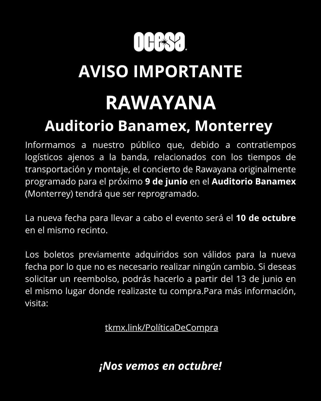 Rawayana cambia fecha