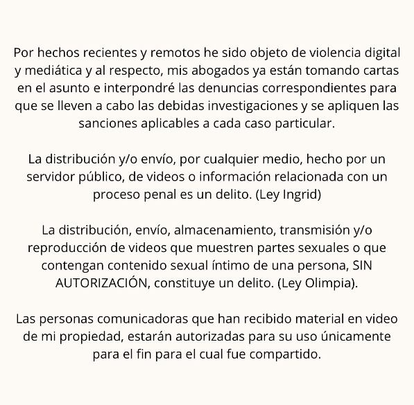Comunicado de Alexa Hoffman