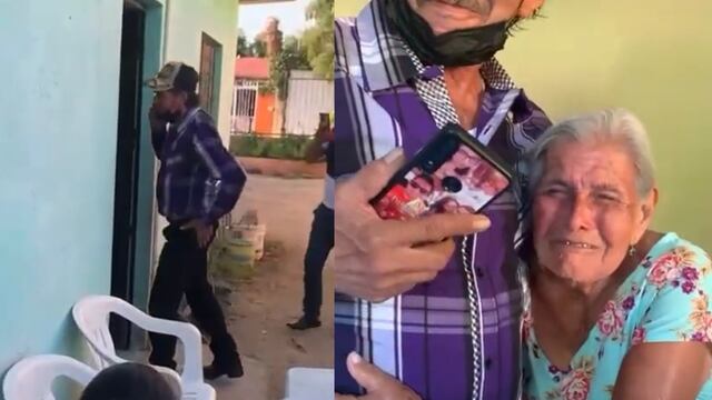 Abuelita llora al reencontrarse con su hijo tras 17 años sin verlo