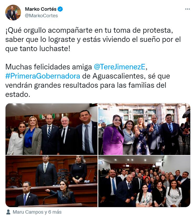 Marko Córtes en la toma de protesta de Tere Jiménez